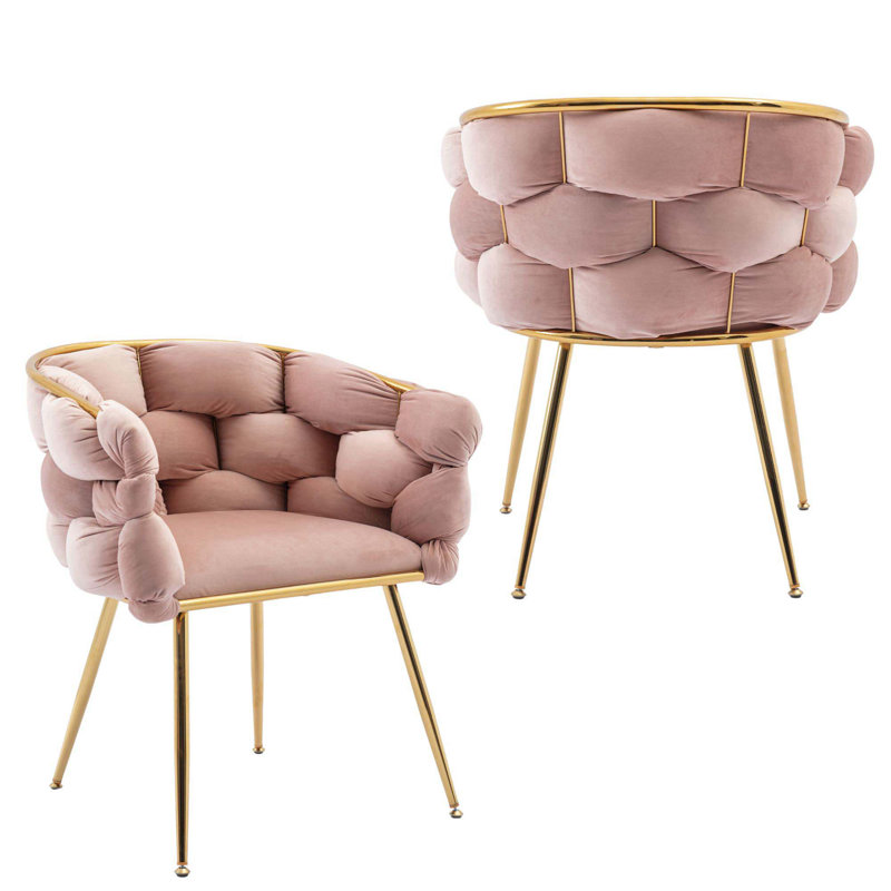 16.9'' H Velvet Upholstered Armchair, Pink, 1
