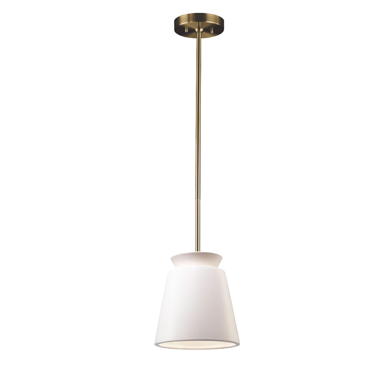 Radiance 1 - Light Dome Pendant - Rigid Stem, Antique Brass, Matte White, LED (Integrated)