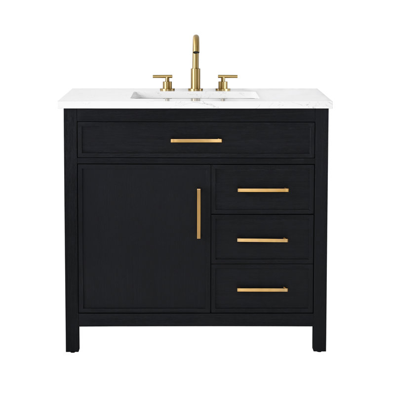 Reajean 36" Single Vanity, Ebony/Brushed Bronze