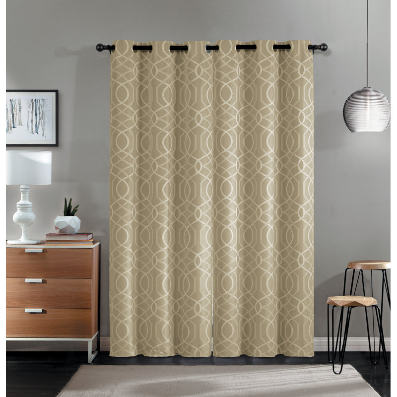 Gracija Semi Sheer Curtain Pair, Taupe, 52" W x 84" L