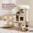 Cat Tree Tower, 41.7 in Wood Cat Condo with Sisal-Covered Scratching Posts and Plush Pom-pom, Multi-Level Climbing Cat Furniture with Jump Platform for Indoor Cats, Beige