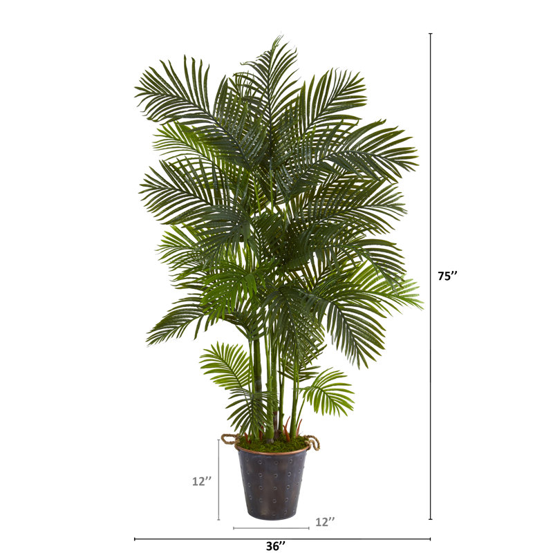 Palmier artificiel en seau, H 75 po x l 36 po x P 32 po