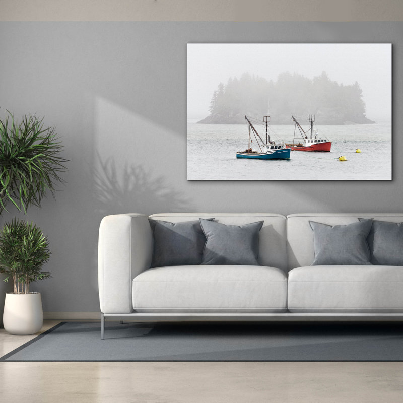 «Harbor In The Mist» par Rick Berk, art mural sur toile, H 40 po x l 60 po x P 1,5 po