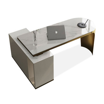 Rectangular Stone+Manufactured Wood+Stainless Steel with 3 drawers desk by Groove Interior