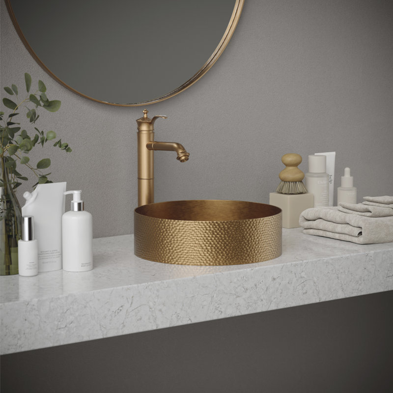 Vineyard Vessel Sink Faucet Single-handle Bathroom Faucet with Drain Assembly, Brushed Copper