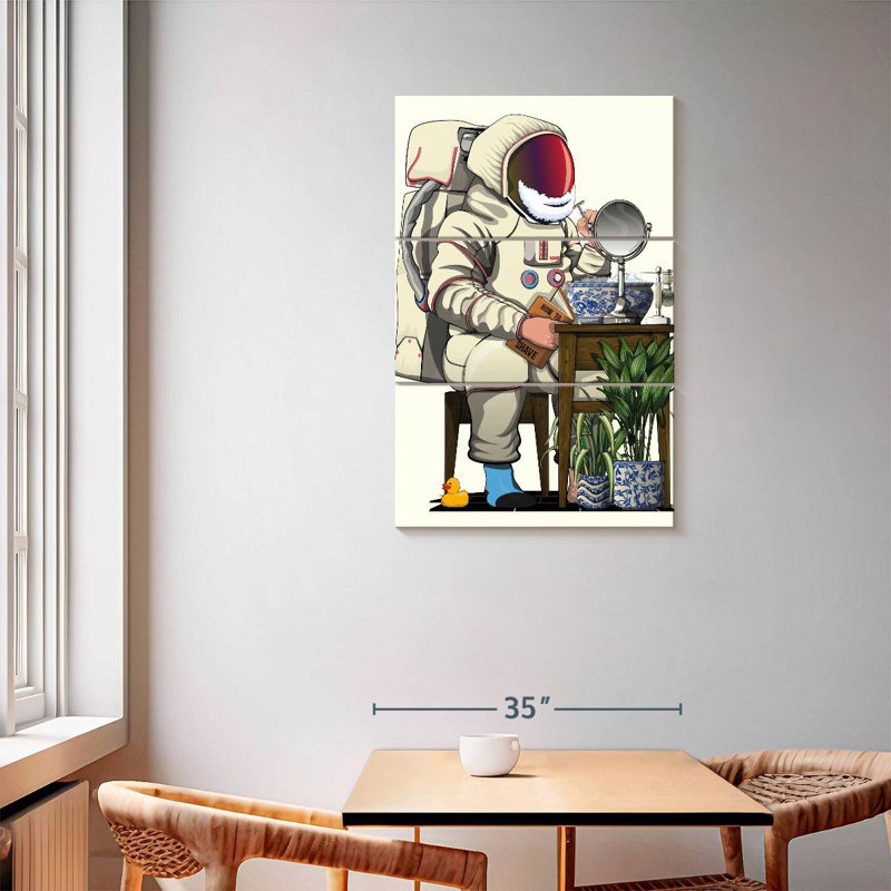 Ketti Astronaut Shaving In The Bathroom, 57" H x 36" W