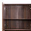 Armoire de cuisine et armoire de 69,07 po de hauteur, finition noyer, 6 portes, 1 tablette ouverte, tiroir. Fin, structure d'armoire, rangement fonctionnel avec construction, look moderne, unité pratique