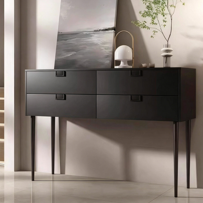 Console italienne de luxe noire légère italienne, H 35,4 po x l 47,2 po x P 15,7 po