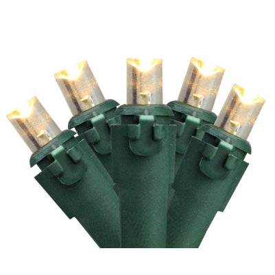 100ct Warm White LED Wide Angle Christmas Lights 33ft Green Wire