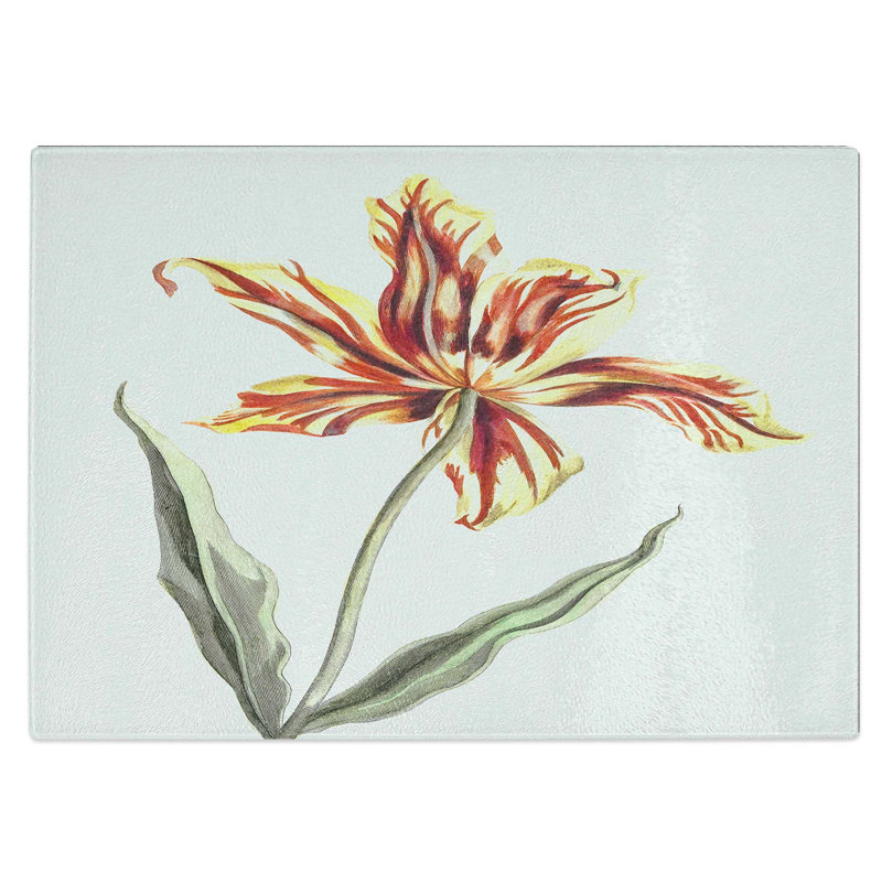 Tempered Glass a Tulip Flower Chopping Board, 39 cm W x 28.5 cm L
