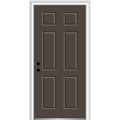 Porte extérieure simple en acier à 6 panneaux peints