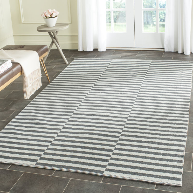 Dunkin Striped Cotton Hand Woven Area Rug, Rectangle 152 x 213cm