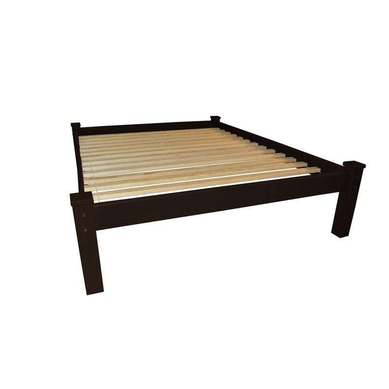 Base de lit en bois massif Anaaya, Tabac riche, Grand