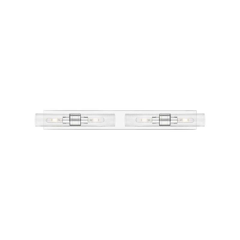 Éclairage pour meuble-lavabo 4 lumières 39 po Ballston - Maliyah - Laiton antique - Abat-jour blanc rayé, Grainé, Or satiné