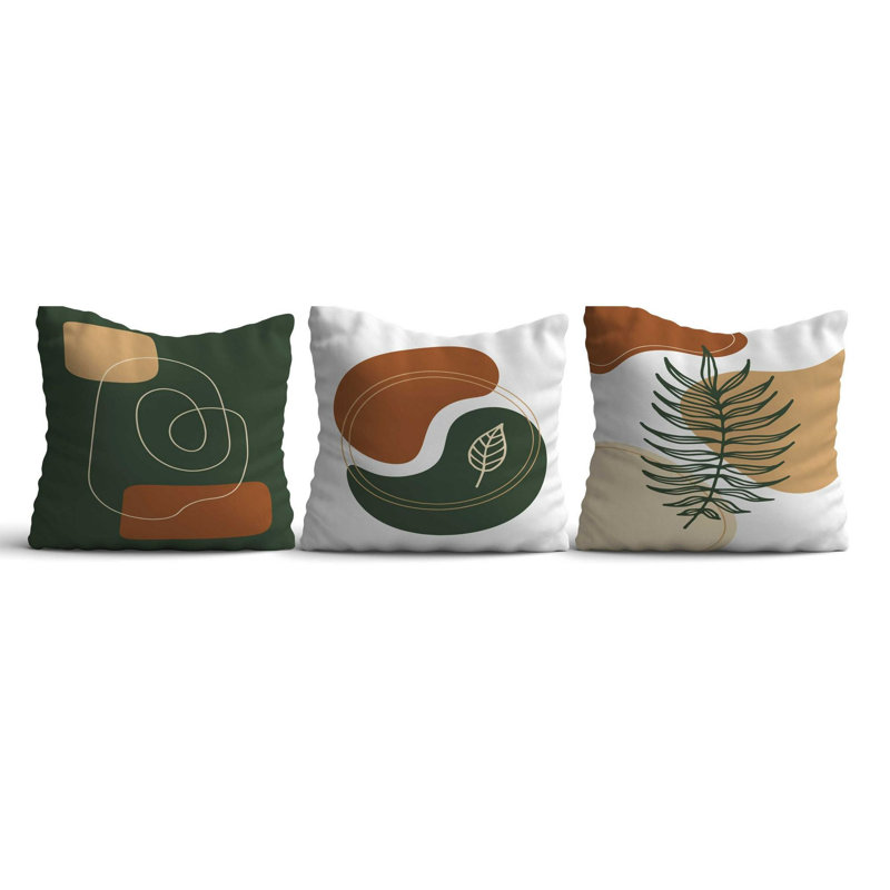 Stylish Cushion Cover Set (3 Pieces), 17.0 x 17.0 Inches, 50% Cotton / 50% Polyester | Machine Washable, Ironable, Digital Print Design | Perfect for Home Decor, Living Room & Bedroom Accents