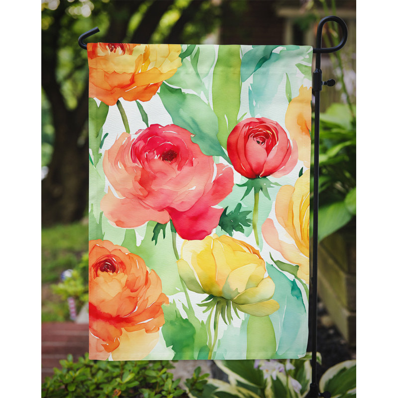 Renoncule dans un drapeau de jardin à l'aquarelle