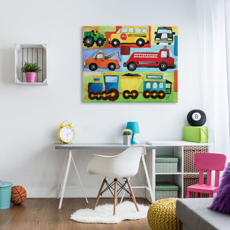 Art mural sur toile transport fantaisiste par nJoyArt, H 36 po x l 48 po