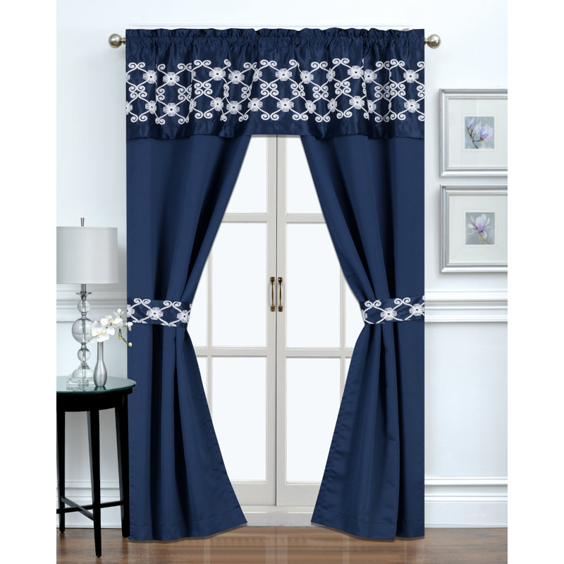 Voelker Blackout Curtain, Navy