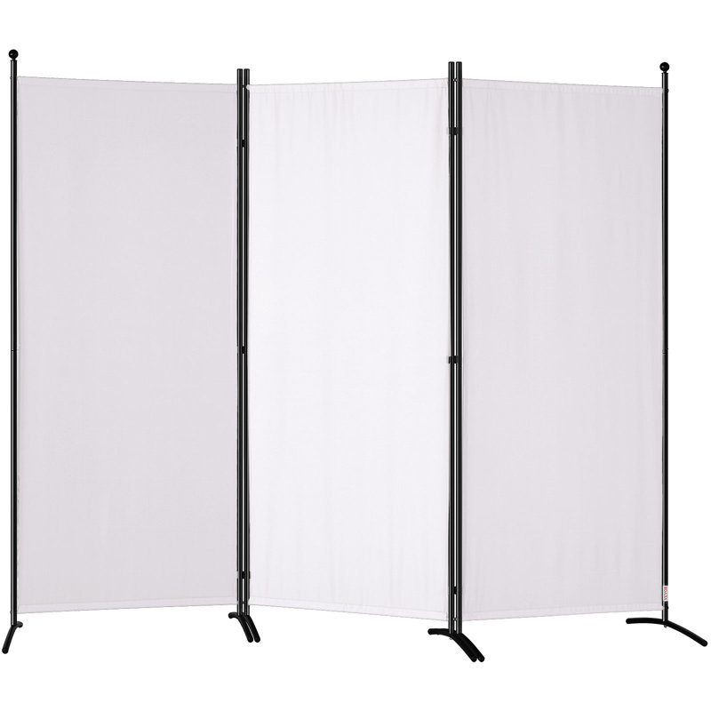 Paravent de 1,86 m (6,1 pi) pliable en tissu blanc, idéal pour bureau, chambre, salle à manger ou bureau. Autoportant., Blanc