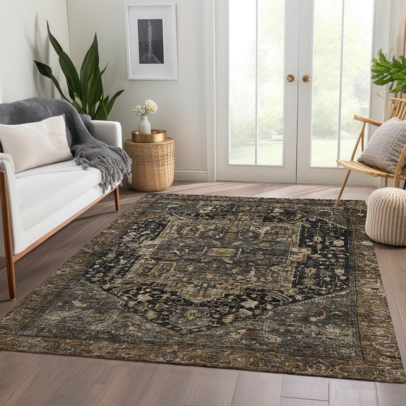 Machine Washable Indoor/Outdoor Claudian ACN1240 Fudge Rug, Rectangle 9' x 12'
