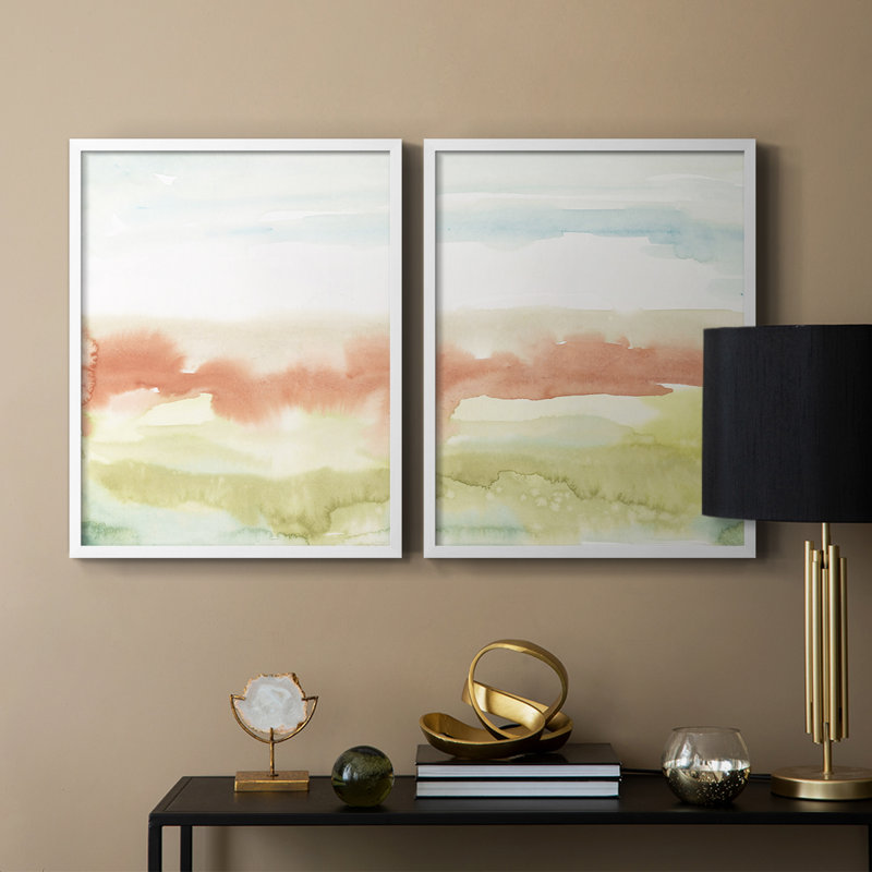 «Blush Sunrise I», reproduction encadrée de qualité supérieure - prête à être accrochée - aucun clou requis - aucun clou requis