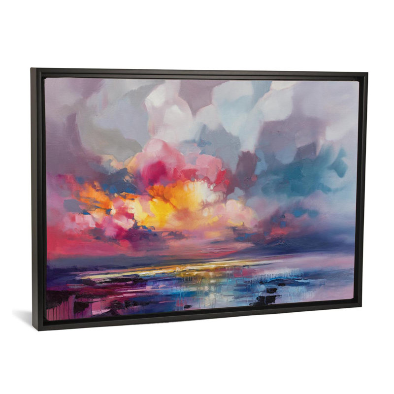« deplacement » par scott naismith-reproduction d’art, Toile avec cadre noir, H 18 po x l 26 po x P 1,5 po