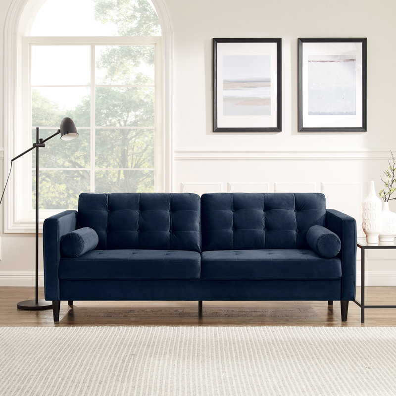 Jeses 204Cm Velvet Square Arms Sofa, Navy