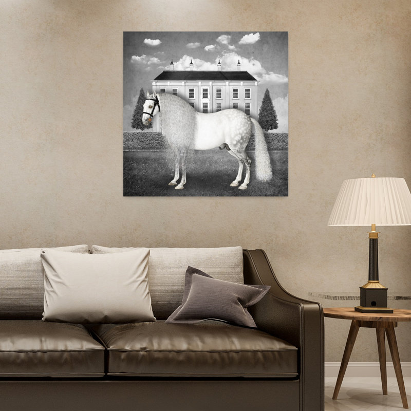 Art mural surréel, cheval surréel blanc