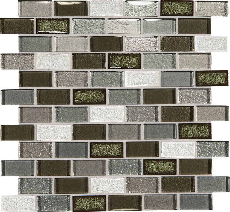 Crystal Shores 1" x 2" Glass Mosaic Tile, Emerald Isle