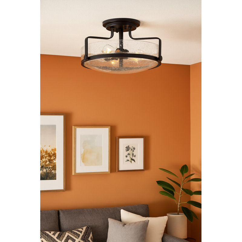 Harper 18-in 3-Light Semi-Flush Mount Retro Ceiling Light