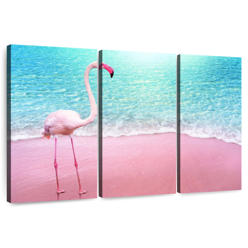 Flamant rose plage Brampt, H 42 po x l 65 po