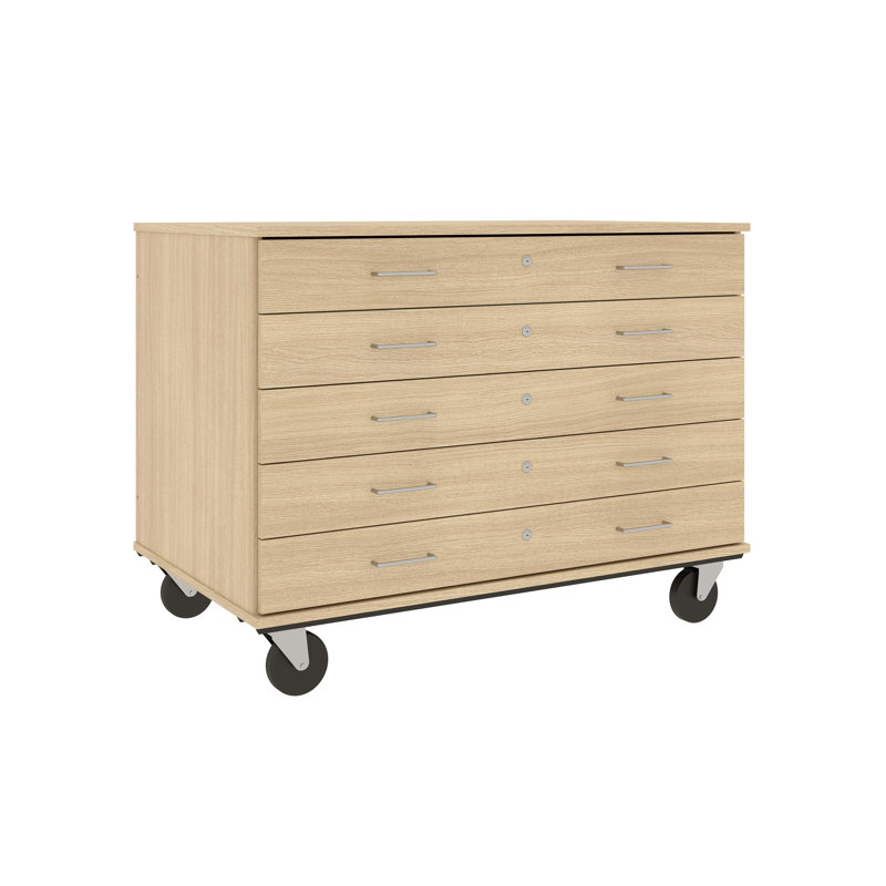 Armoire mobile à 5 compartiments avec roulettes, H 36 po x l 48 po x P 29 po, Chêne Battle Creek