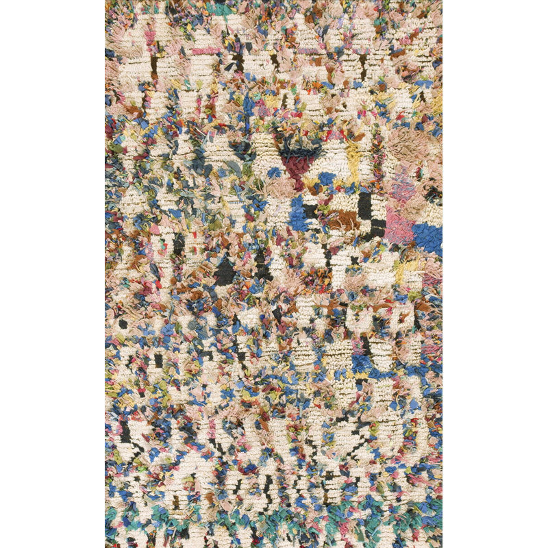 Tapis rétro en laine et coton boucher marocain rétro