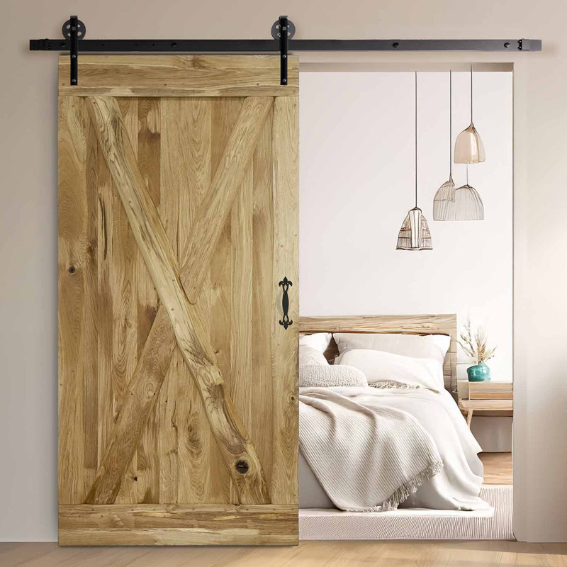 Lauryn Solid Oak Barn Door Prefinished, 100cm H x 220cm W x 4cm D, Natural