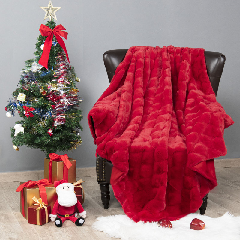 Knitted Throw Blanket, Haute Red