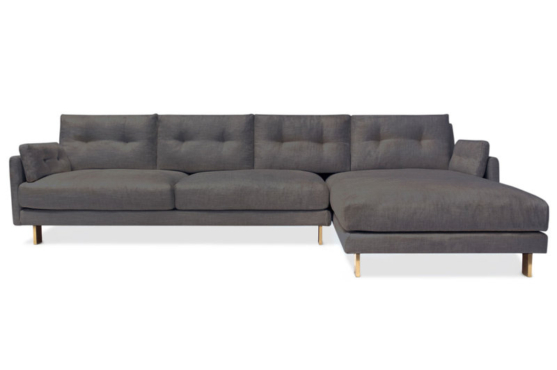 LAF Malibu Sectional, Charcoal Rayon/Viscoce, Left Hand Facing