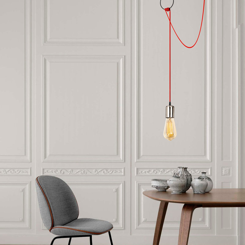 Luminaire suspendu à 1 lumière Aigar, Rouge / nickel