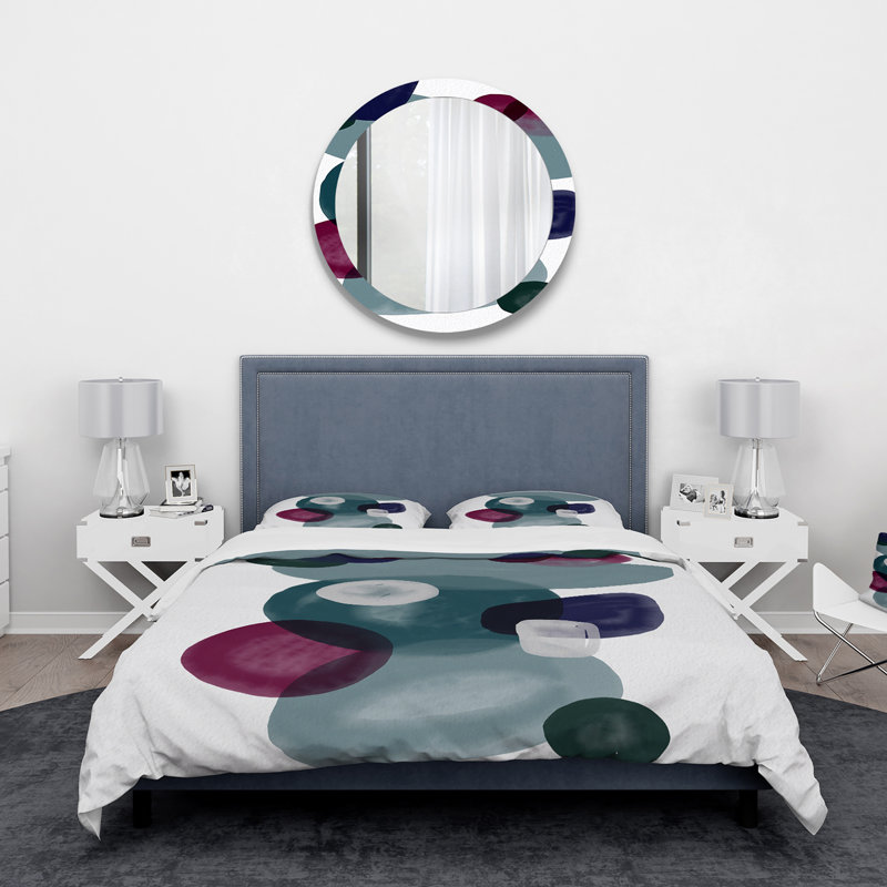 Minimaliste abstrait en bleu et rouge II - ensemble de housse de couette moderne - microfibre de polyester