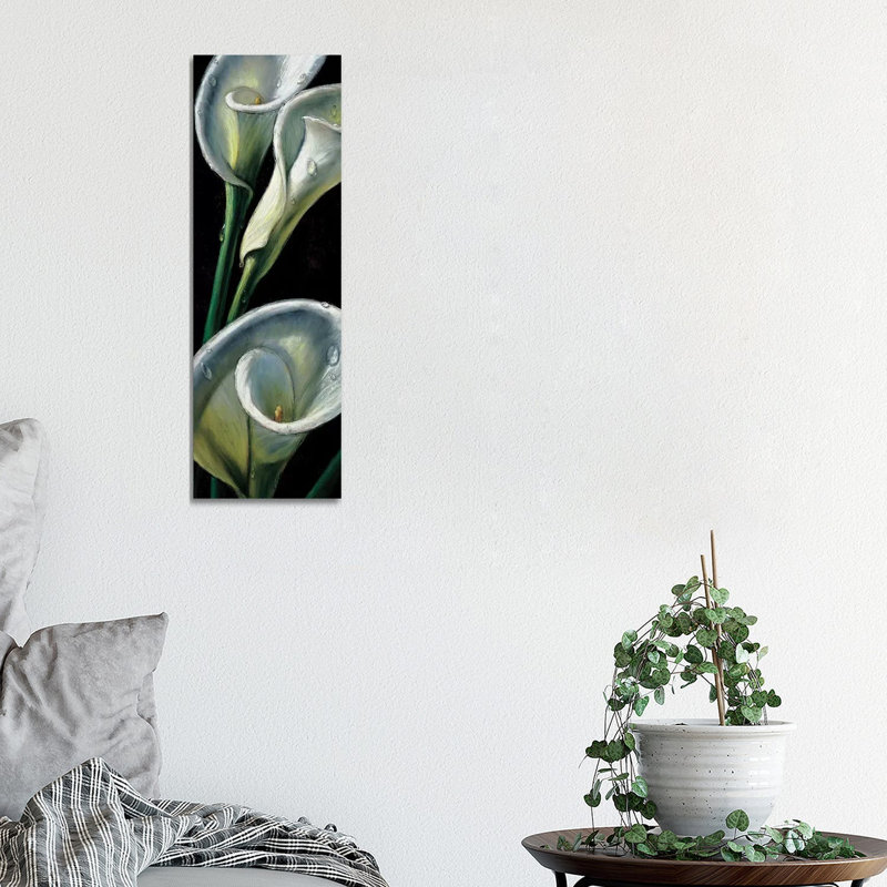 Dewdrop Callas by AlmaCh - Wrapped Canvas Panoramic Painting, 30.48 cm H x 91.44 cm W x 3.175 cm D