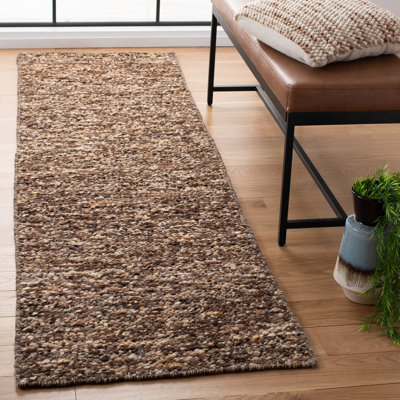 Tapis brun en laine / coton tissé à la main Highlands