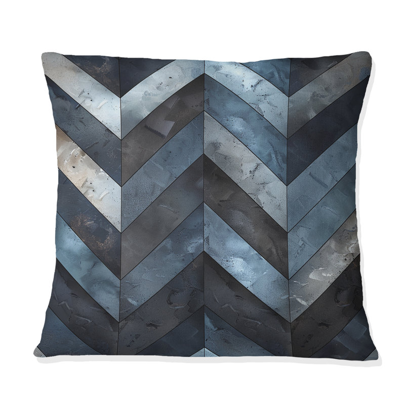 Imprimé à chevrons bleu et noir - Coussin moderne, H 16 po x l 16 po