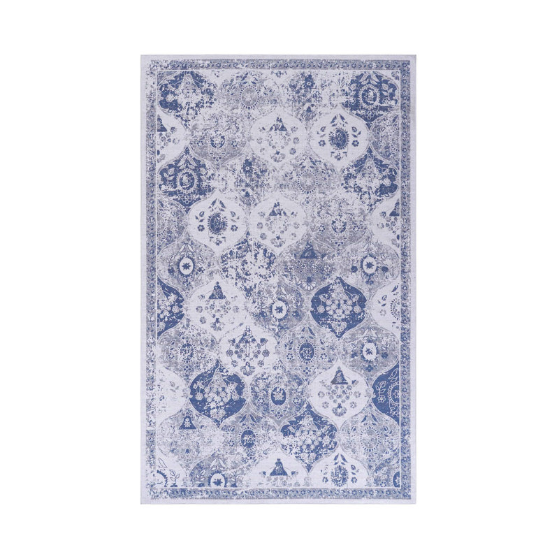 NAAR MAVAL Blue Washable Rug 3x5 Area Rug (Blue, 3' x 5')