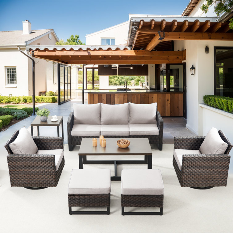Chaqueta Wicker 7 - Person Patio Conversation Sets with Cushions
