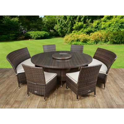 Zoey 6 - Person Patio Dining Set with Round Table , Cushions Included