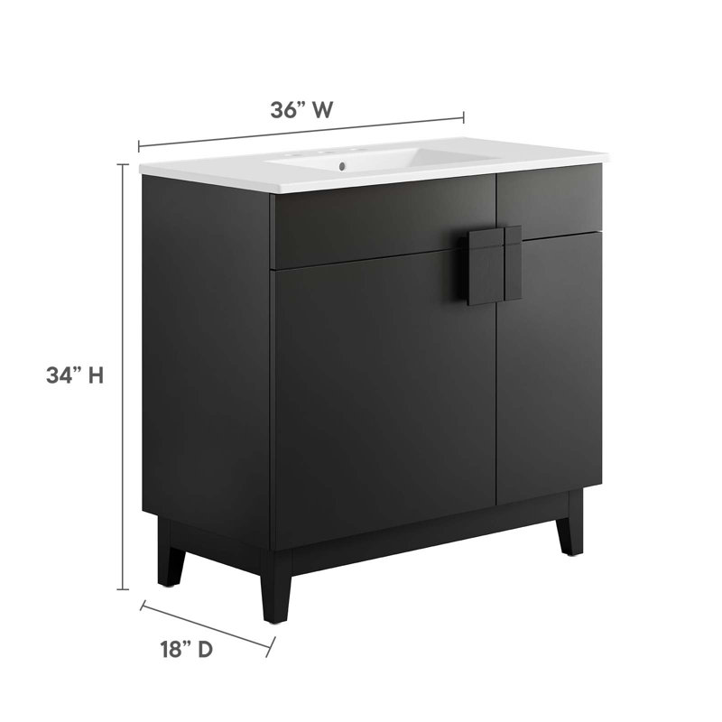 Miles 36" White and Black Modern Bathroom Vanity