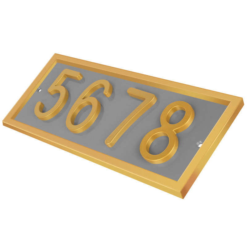 Plaque d'adresse horizontale encadrée en aluminium Royal Shade, Noir, Gris, Oui