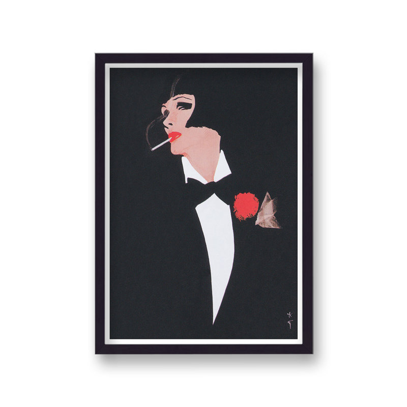 Woman Wearing A Tuxedo Vintage Fashion Print by Rene Gruau - Single Picture Frame Print