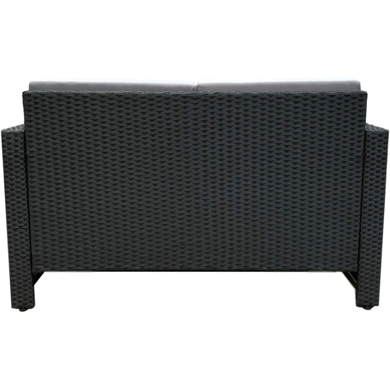 Obeng 119cm Wide L-Shaped Powder Coated Steel Patio Daybed with Cushions, Grey, Black