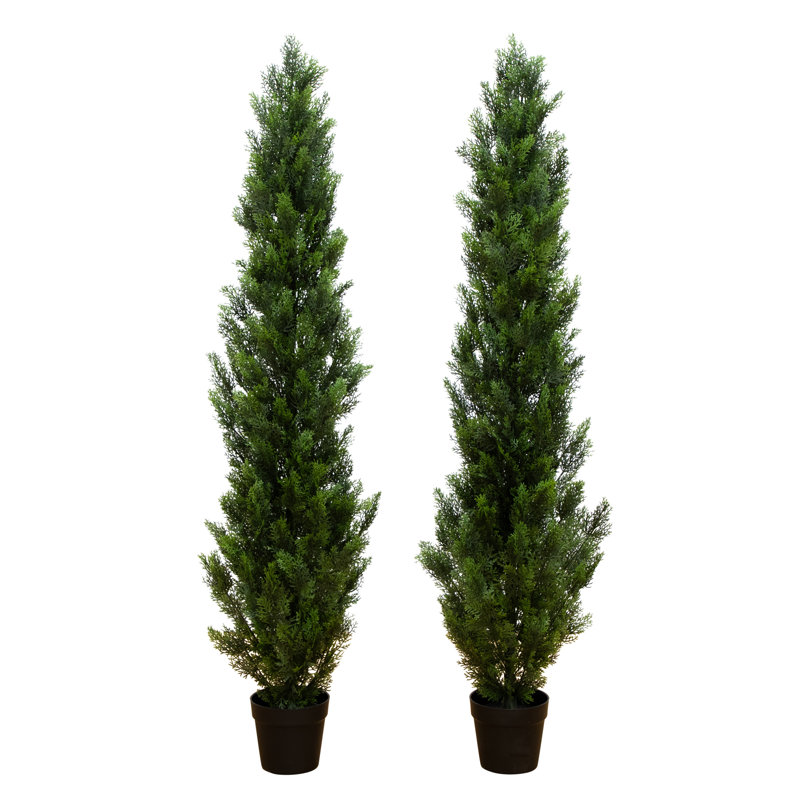 4ft. Artificial Topiary Cedar Tree UV Resistant (Indoor/Outdoor) - Set of 2, 72" H x 17" W x 17" D