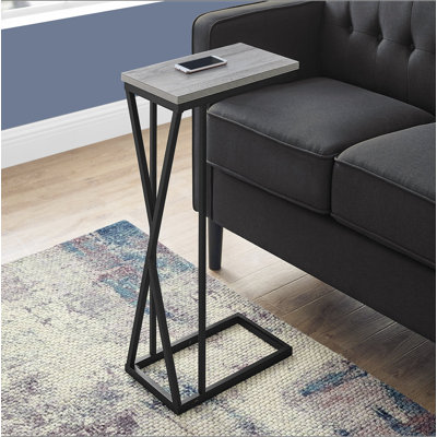 Table d'appoint, en forme de C, bout, côté, collation, salon, chambre à coucher, stratifié, métal, contemporain, moderne